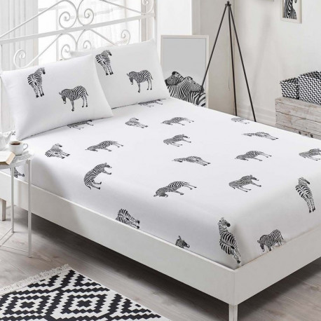 Простынь на резинке 160х200 с наволочками Eponj Home B&W - Zebra